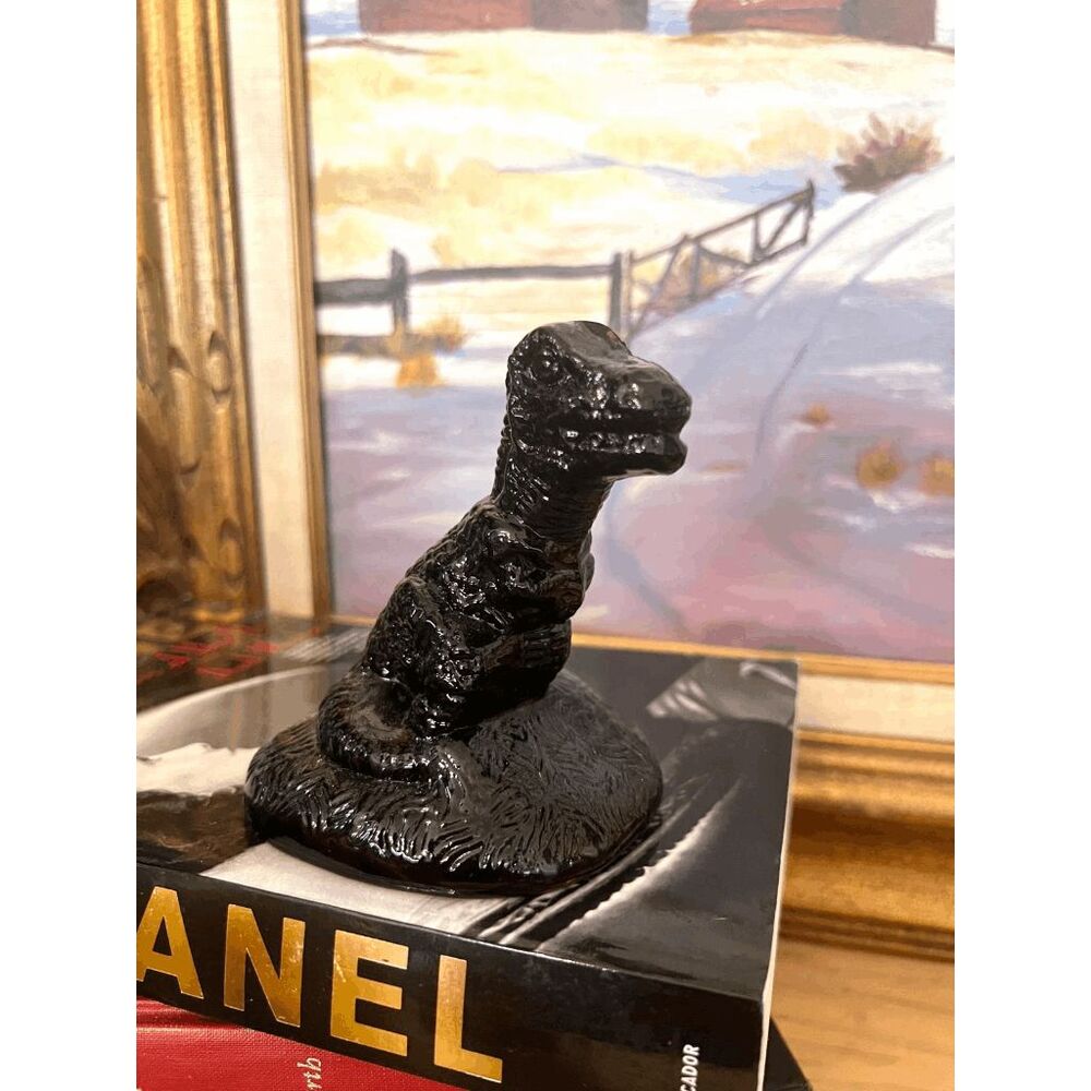 Vintage Boyd Crystal Art Glass Rex the Dinosaur T-Rex Figurine — Black Amethyst
